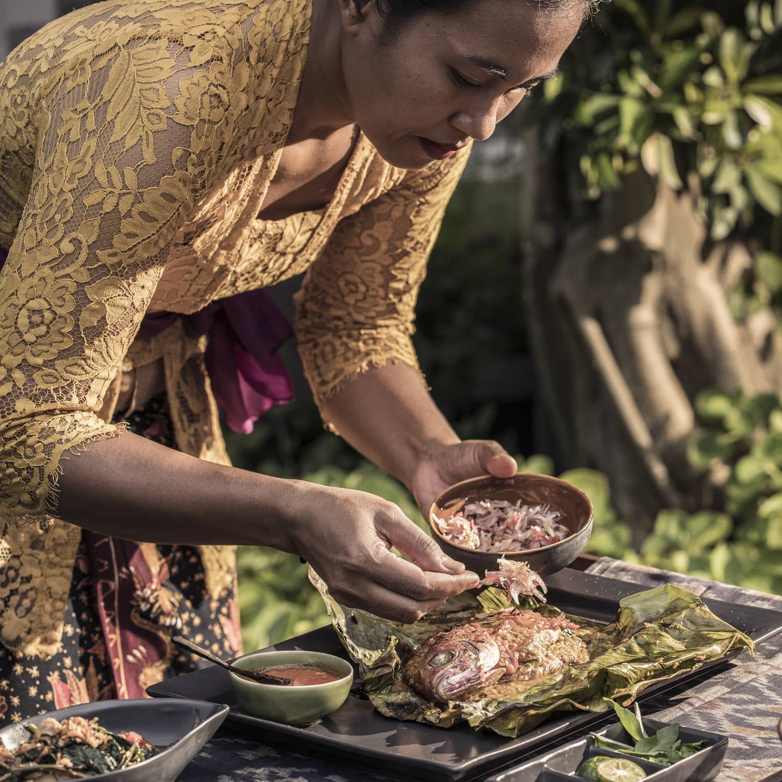 Pepes Ikan is delicately prepared at the Jala restaurant in Bali
