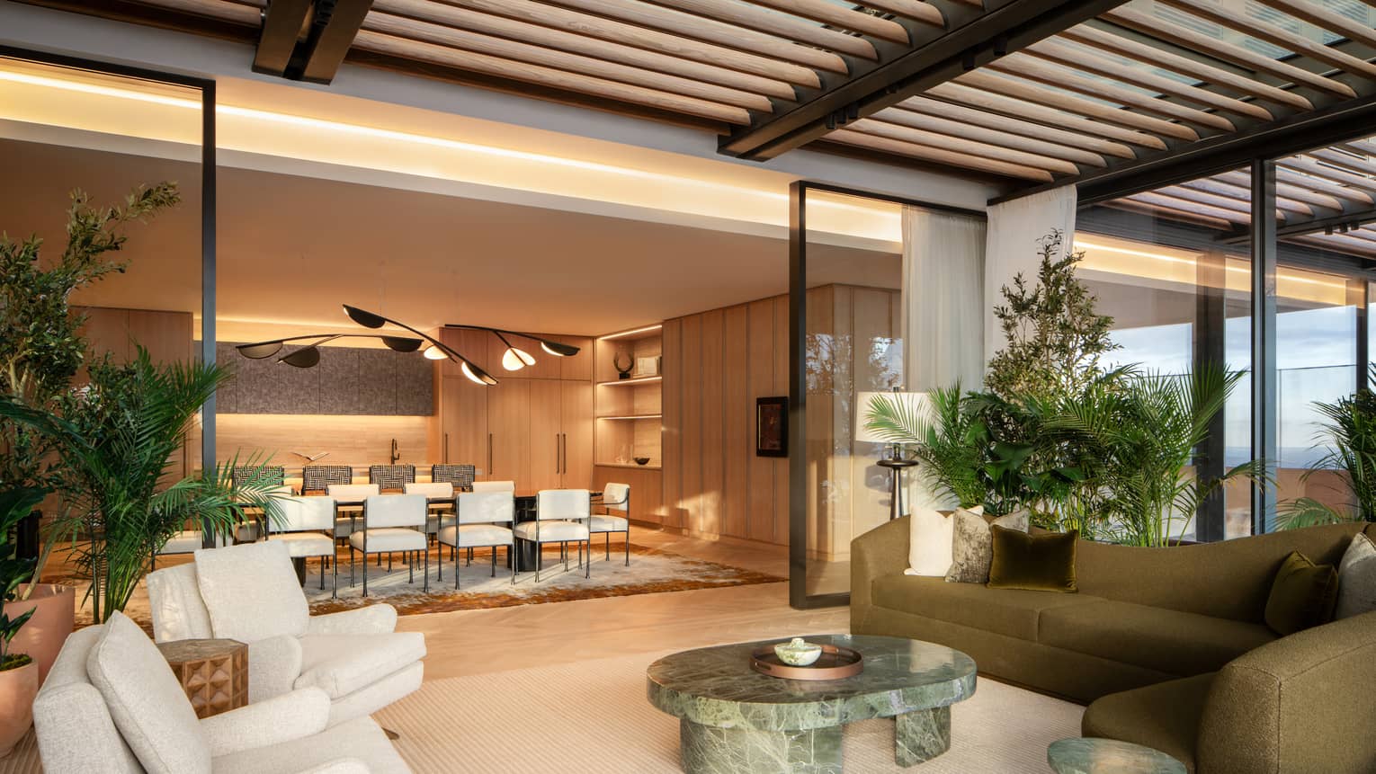 Interior of residence living room and dining room