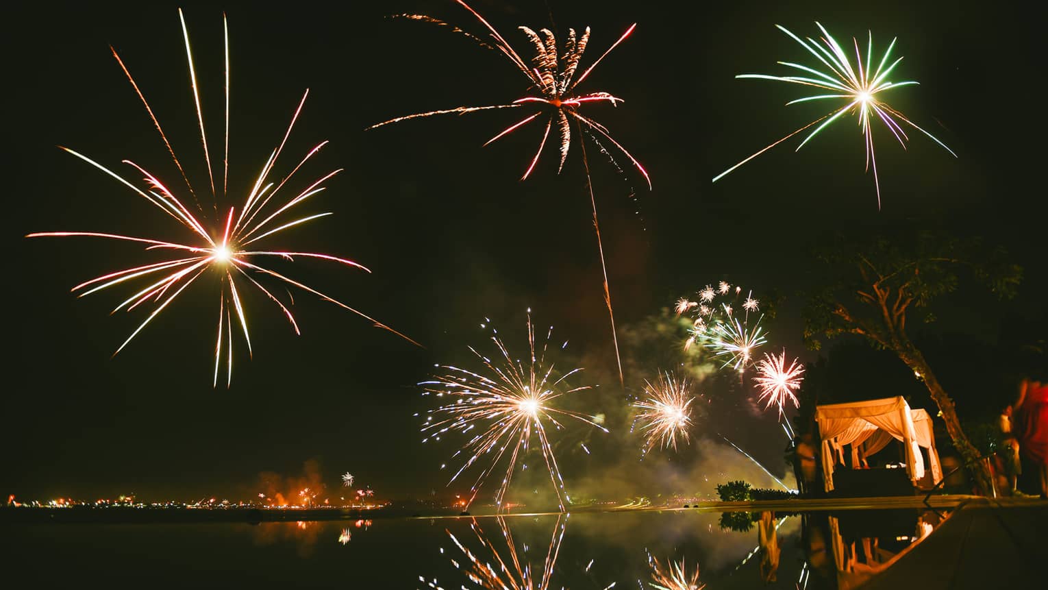 Fireworks at beachfront resort