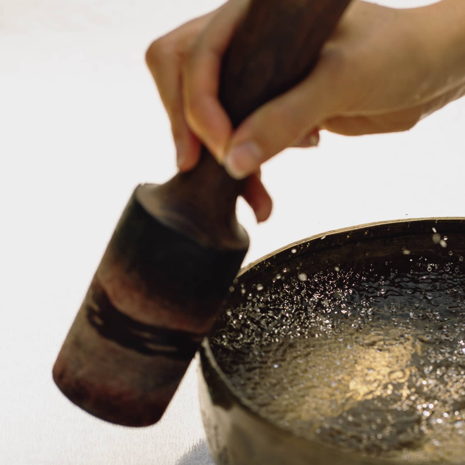 Singing bowl for sound healing spa treatment