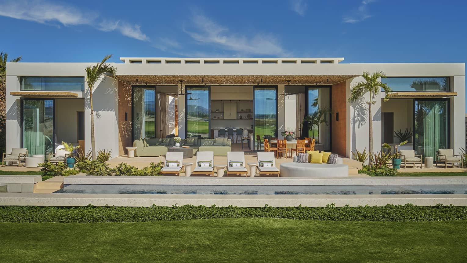 Exterior of modern luxury villa with private pool at Four Seasons Resort and Residences Los Cabos