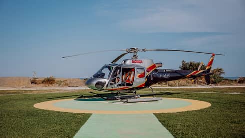 Helicopter on helipad
