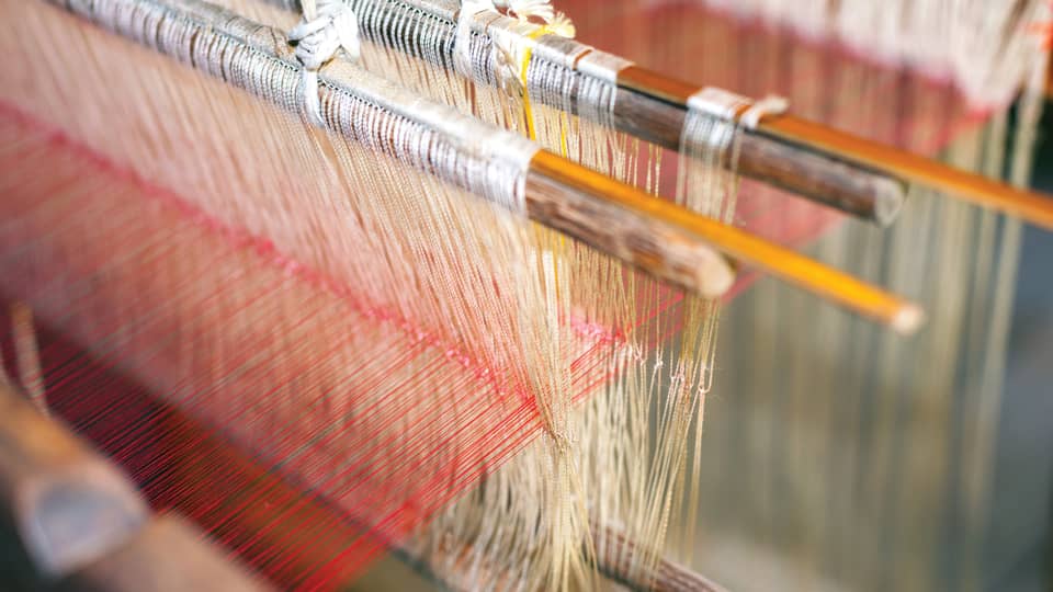 Silk production factory. Traditional manufacturing in Asia