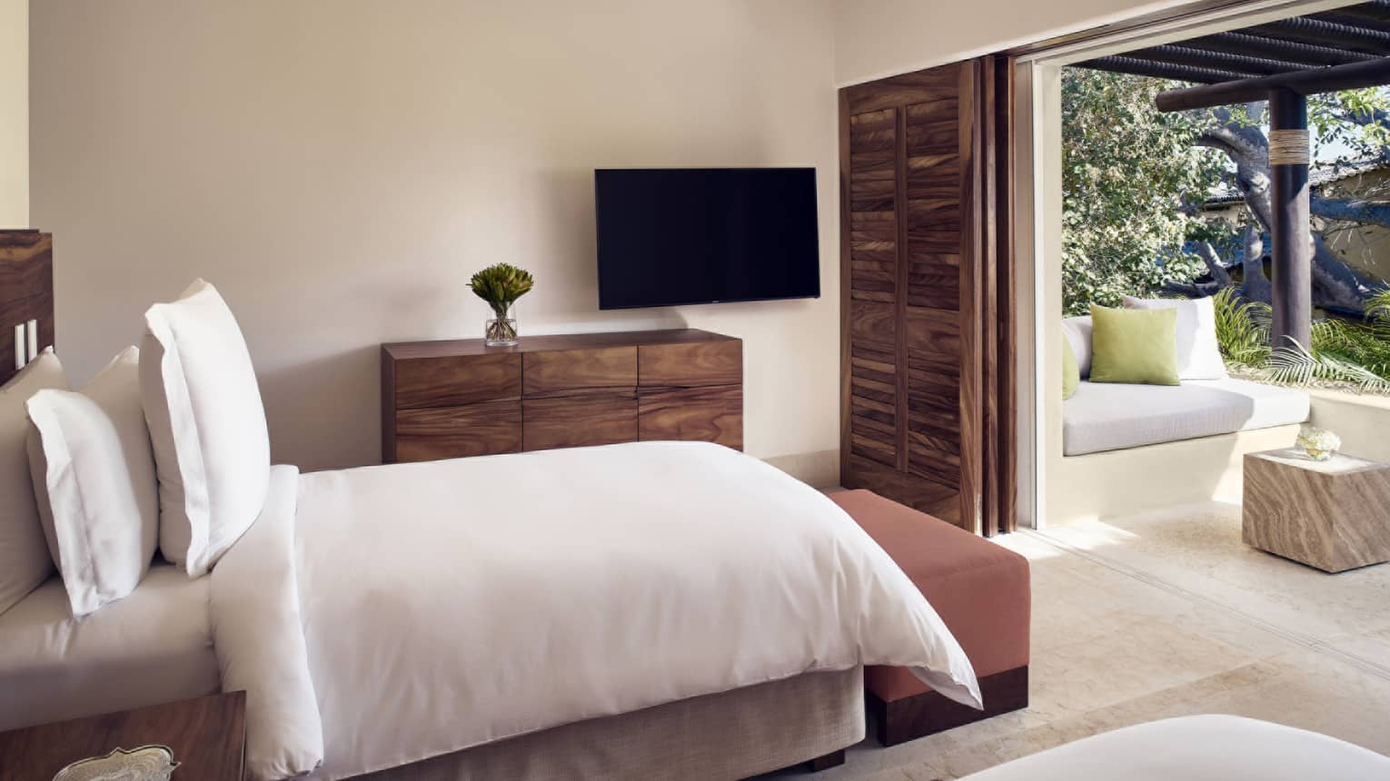 Bedroom with two twin beds, walk-out terrace