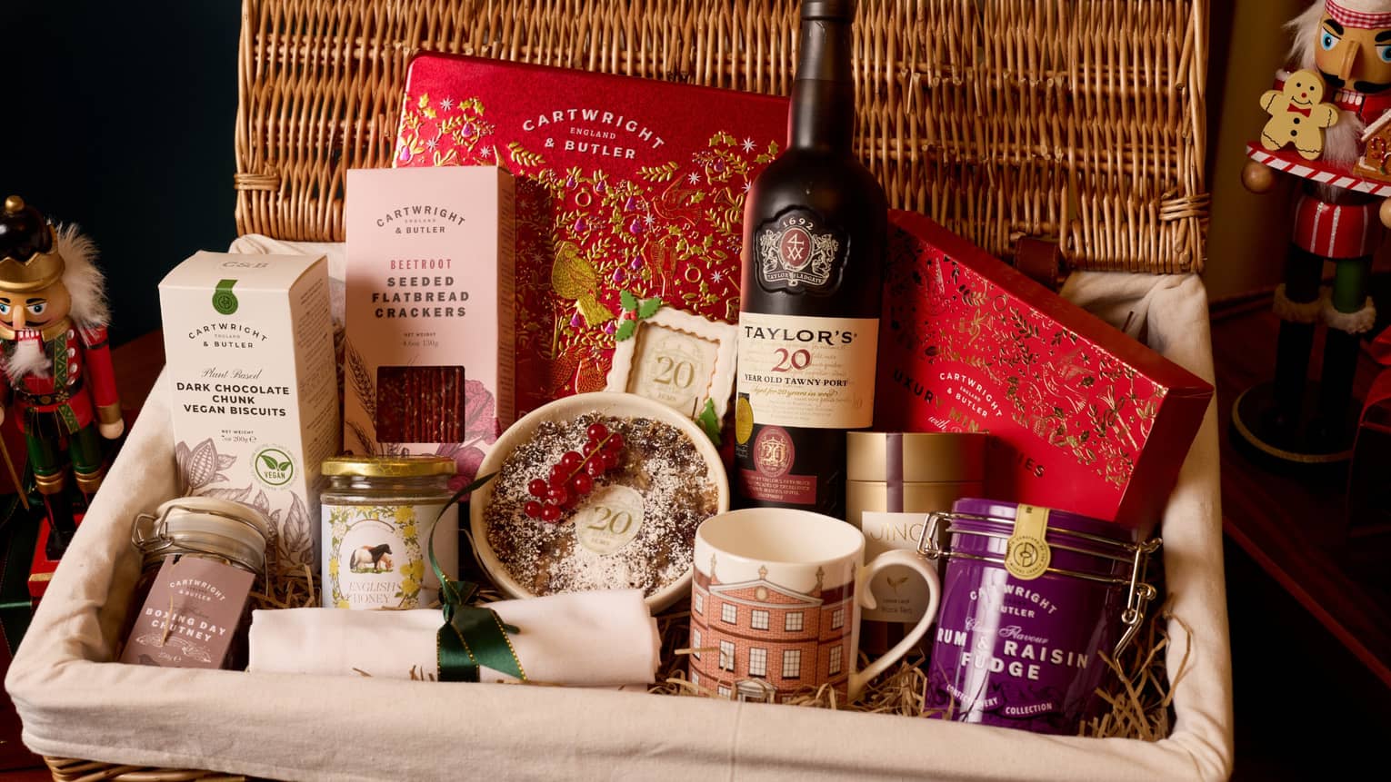 A hamper filled with holiday treats