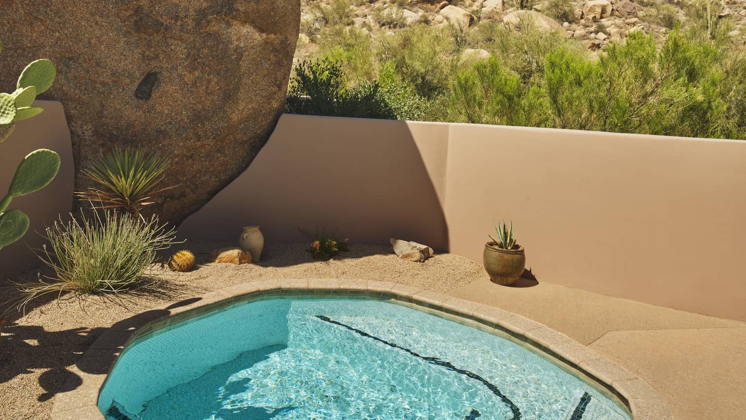 Private plunge pool with desert views