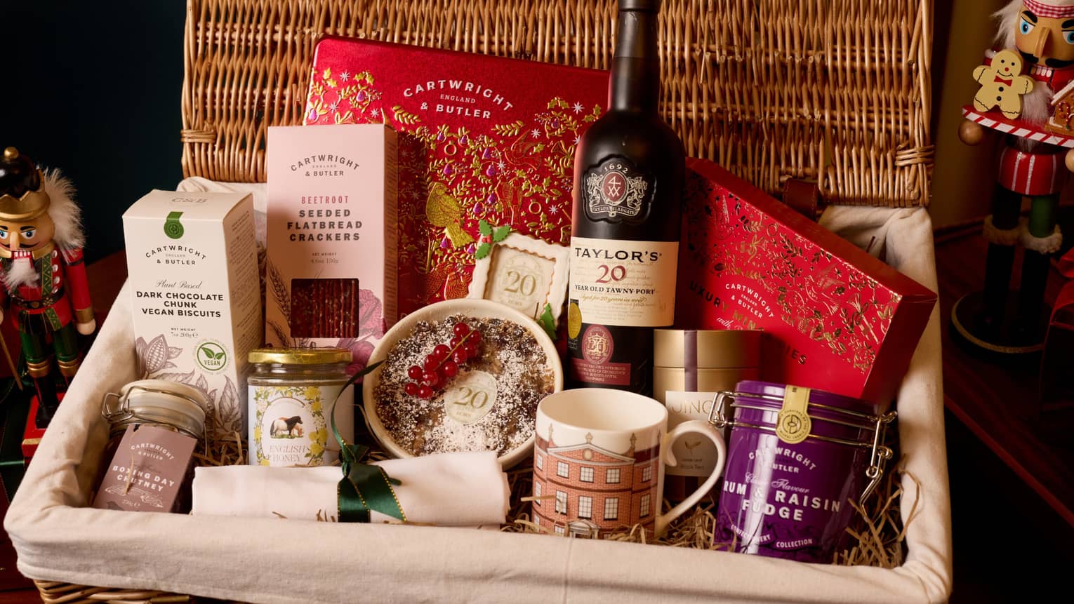 A hamper filled with holiday treats