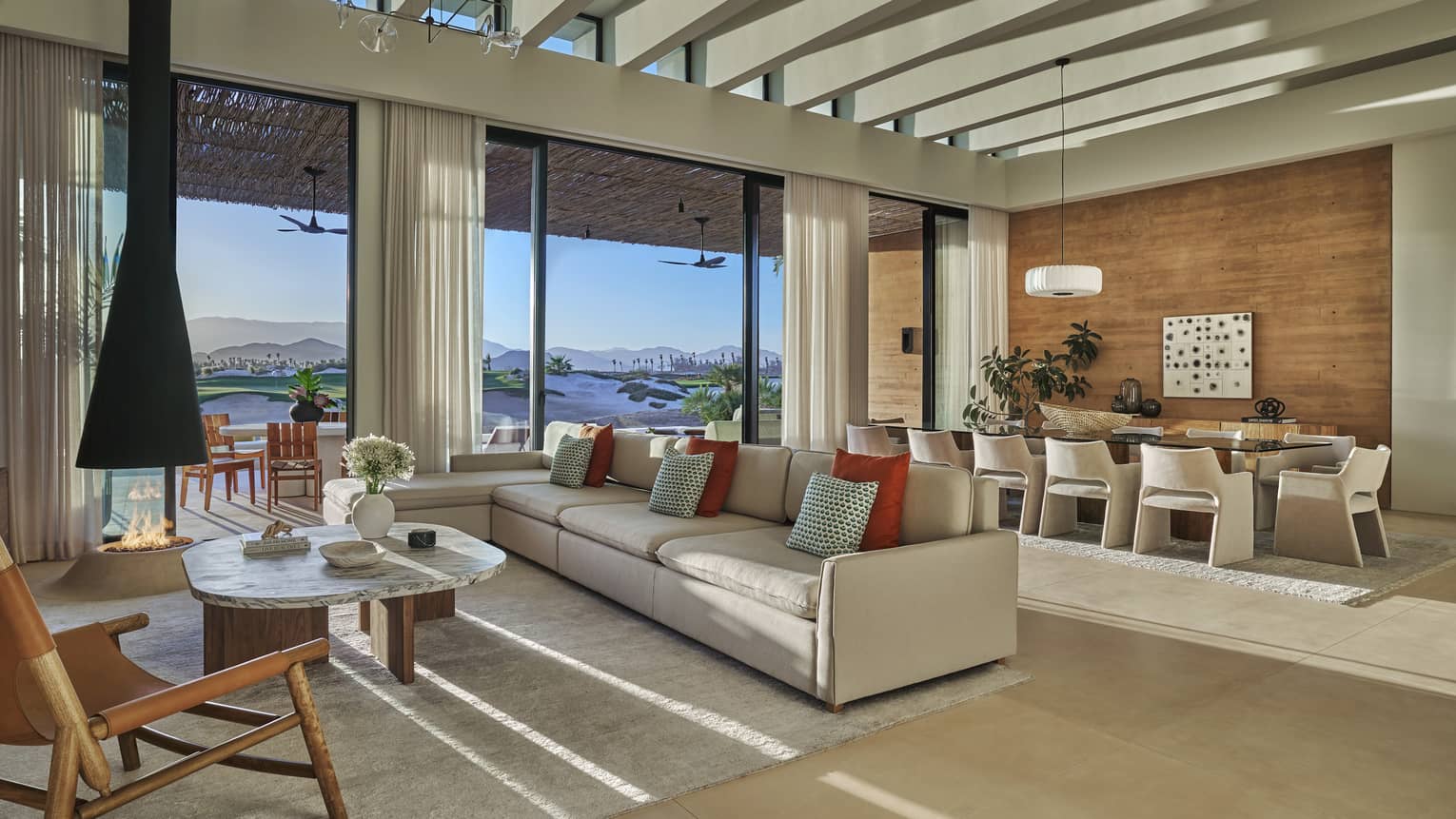 Large light-filled great room of luxury villa at Four Seasons Resort and Residences Los Cabos