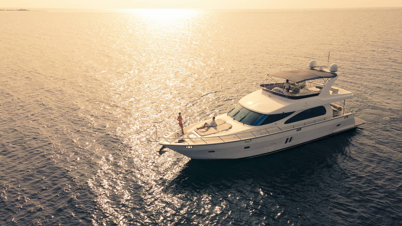 Yacht on the water at sunset