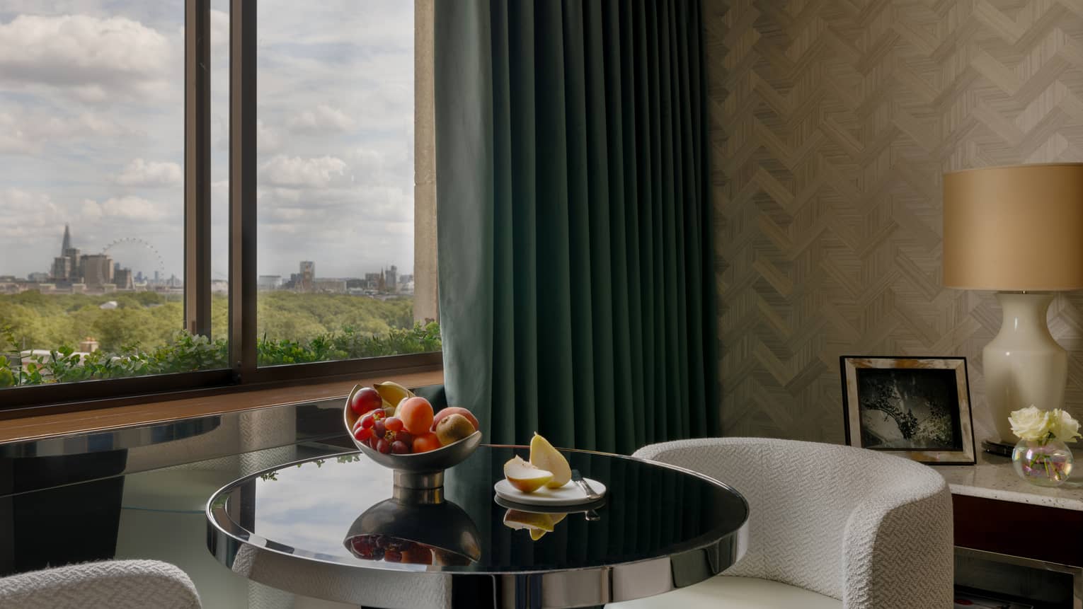 Luxury hotel suite with London view at Four Seasons Hotel London at Park Lane