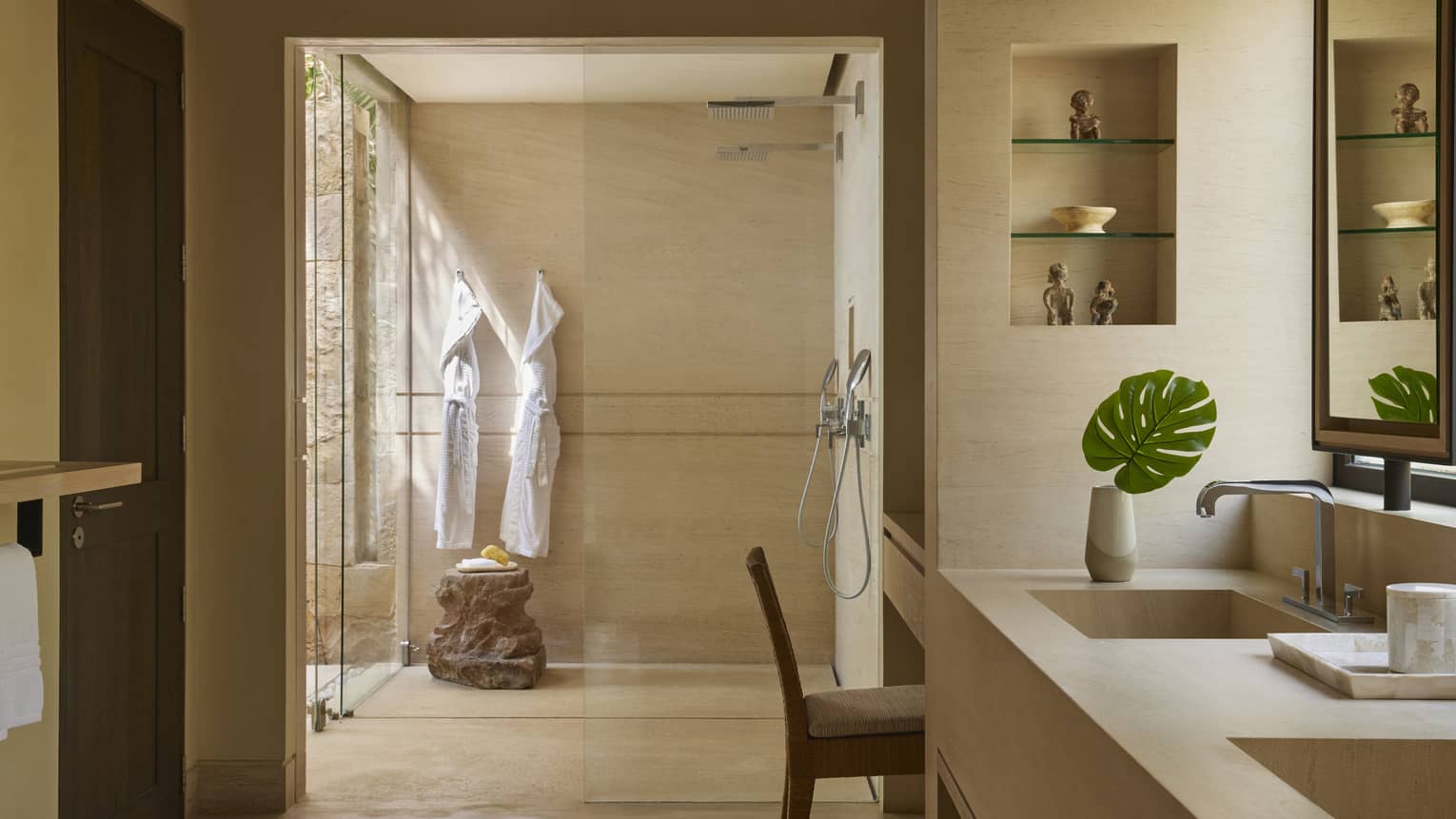 Large, modern bathroom with walk-out shower