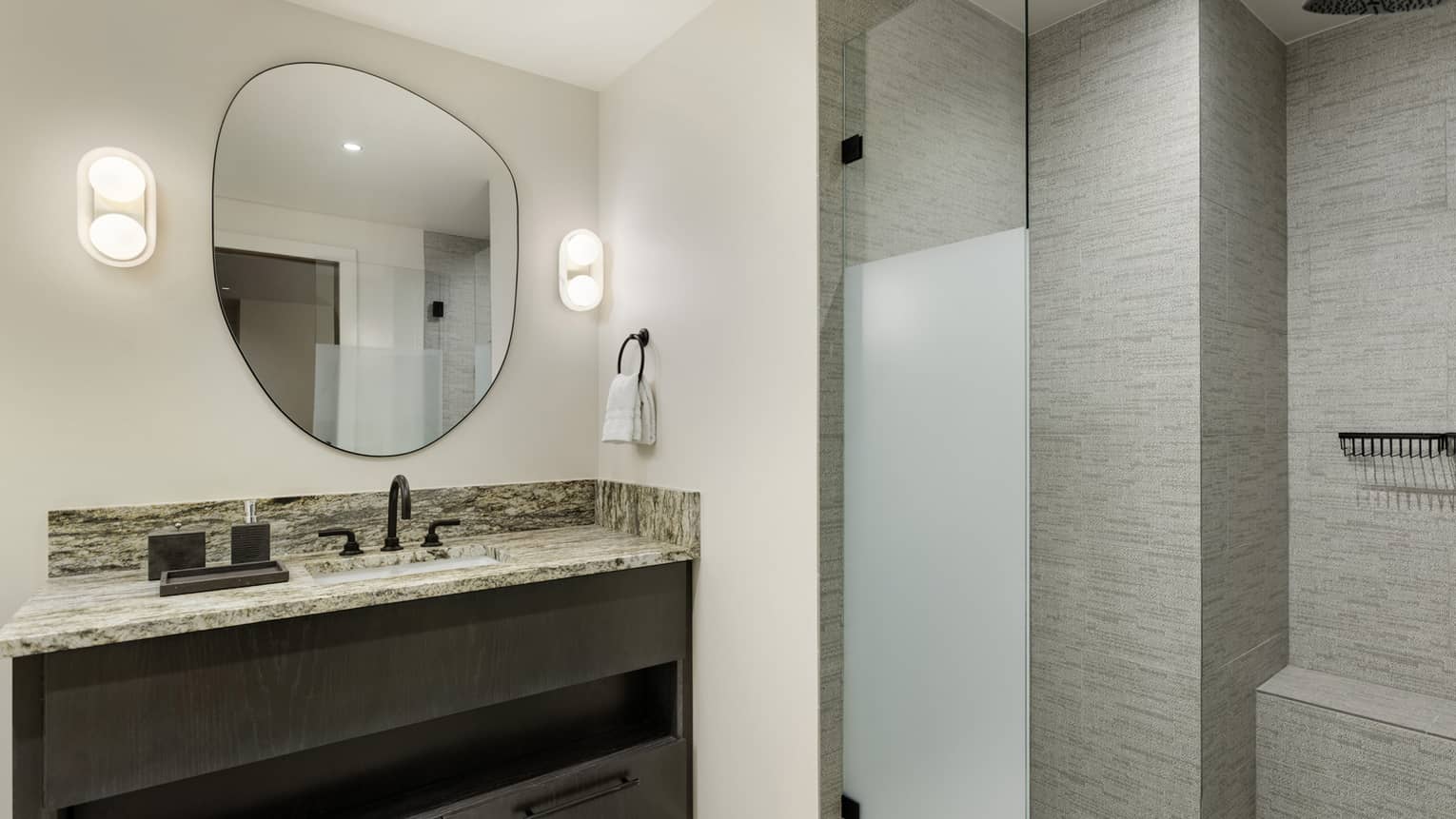 Modern bathroom with walk-in shower
