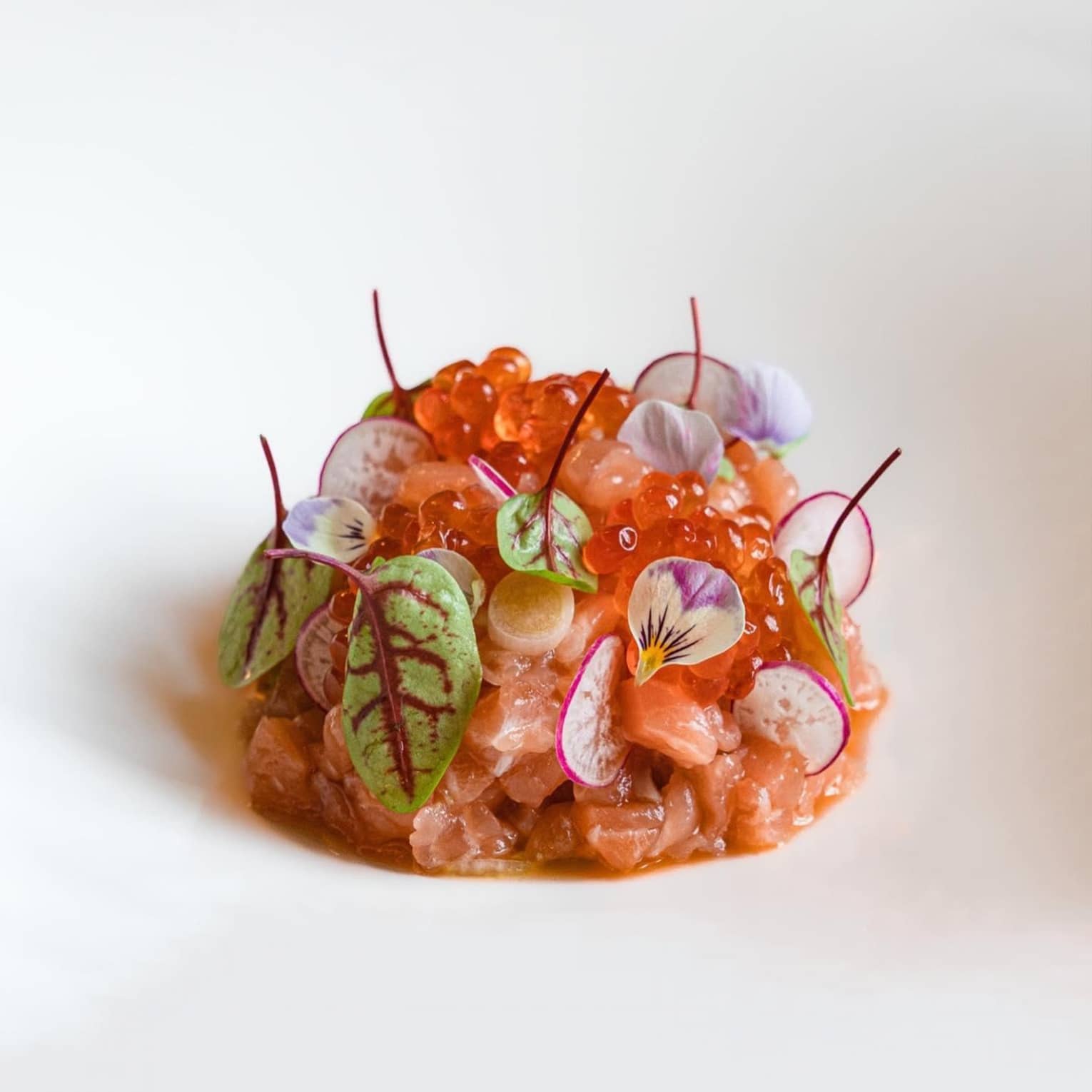 Scottish salmon tartare with avocado, caviar and radish