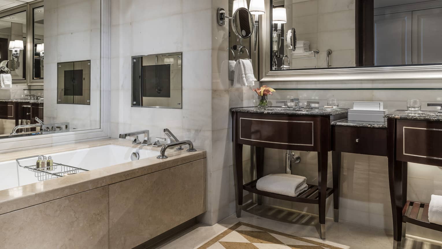 Hotel bathroom with bath tub