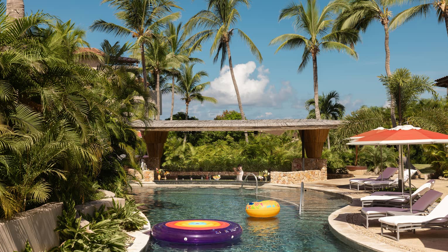 Lazy river pool at tropical resort