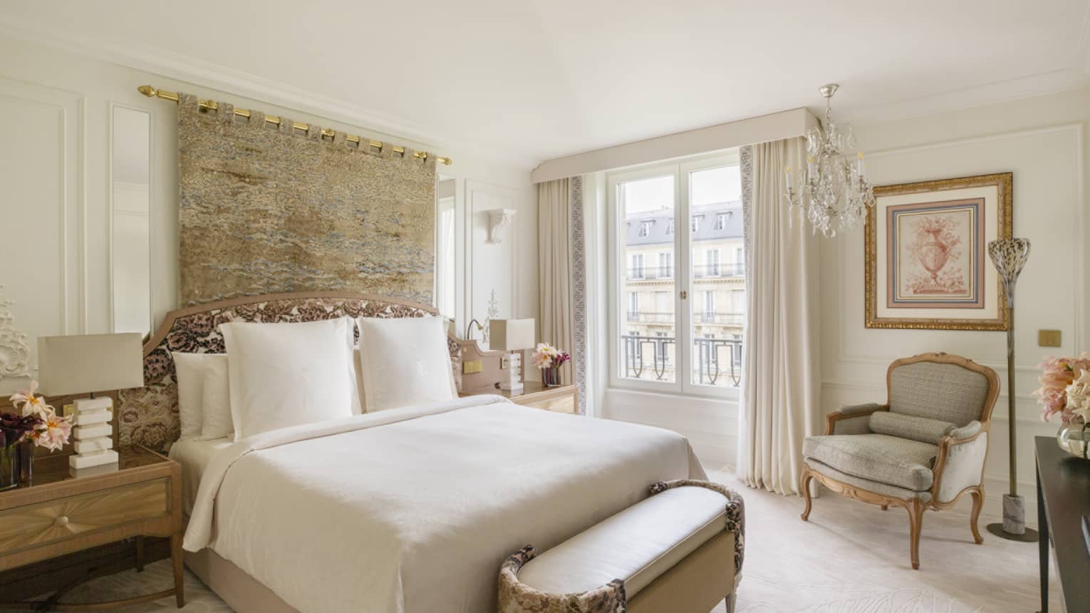 Grand Premier Suite bedroom at Four Seasons Hotel George V, Paris