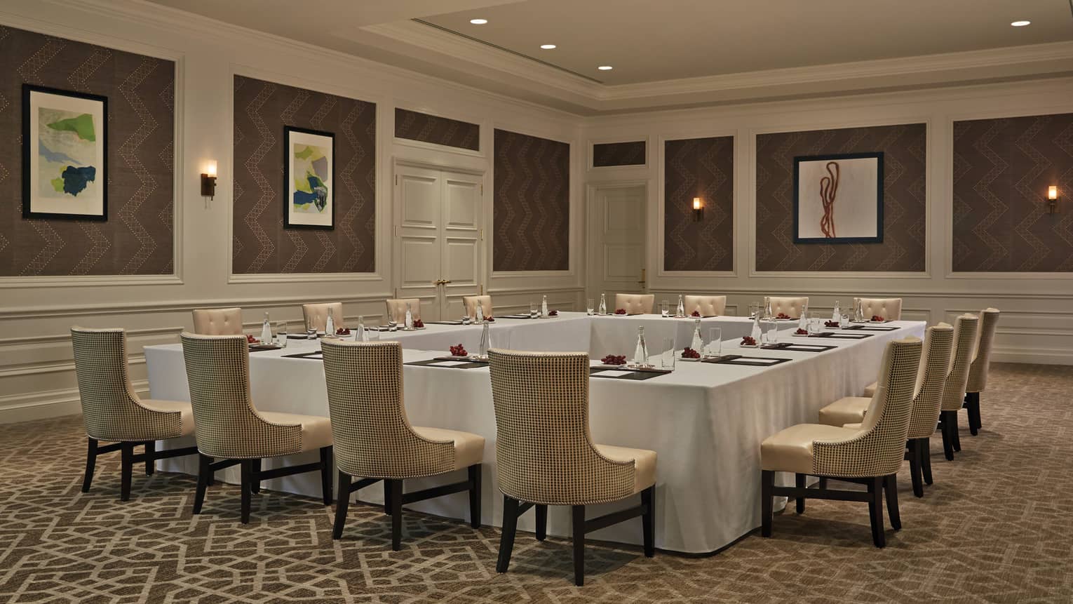 Desert Willow Room with modular meeting table, upholstered chairs