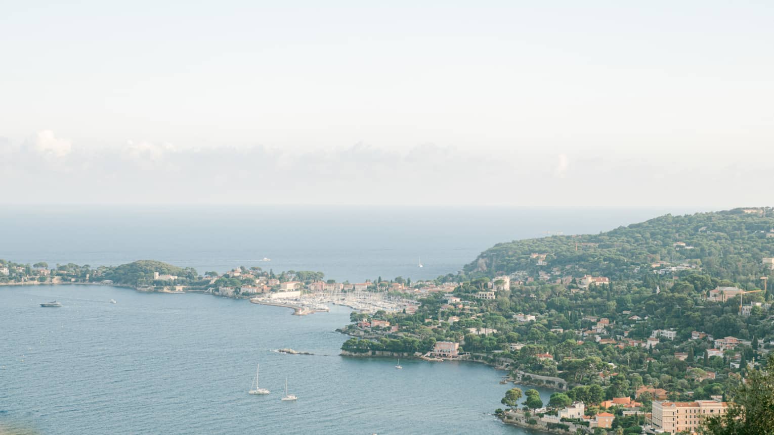 Hazy Mediterranean Sea view from Hotel?s hillside garden