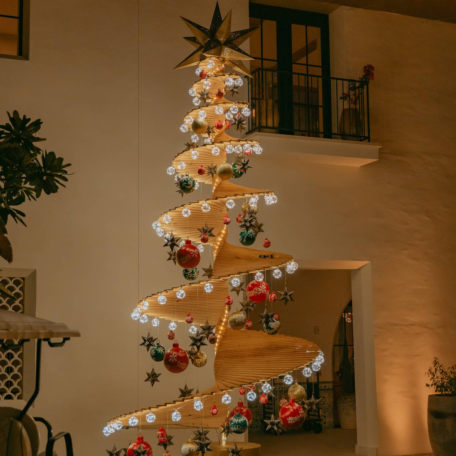 Artistic Christmas tree at luxury resort