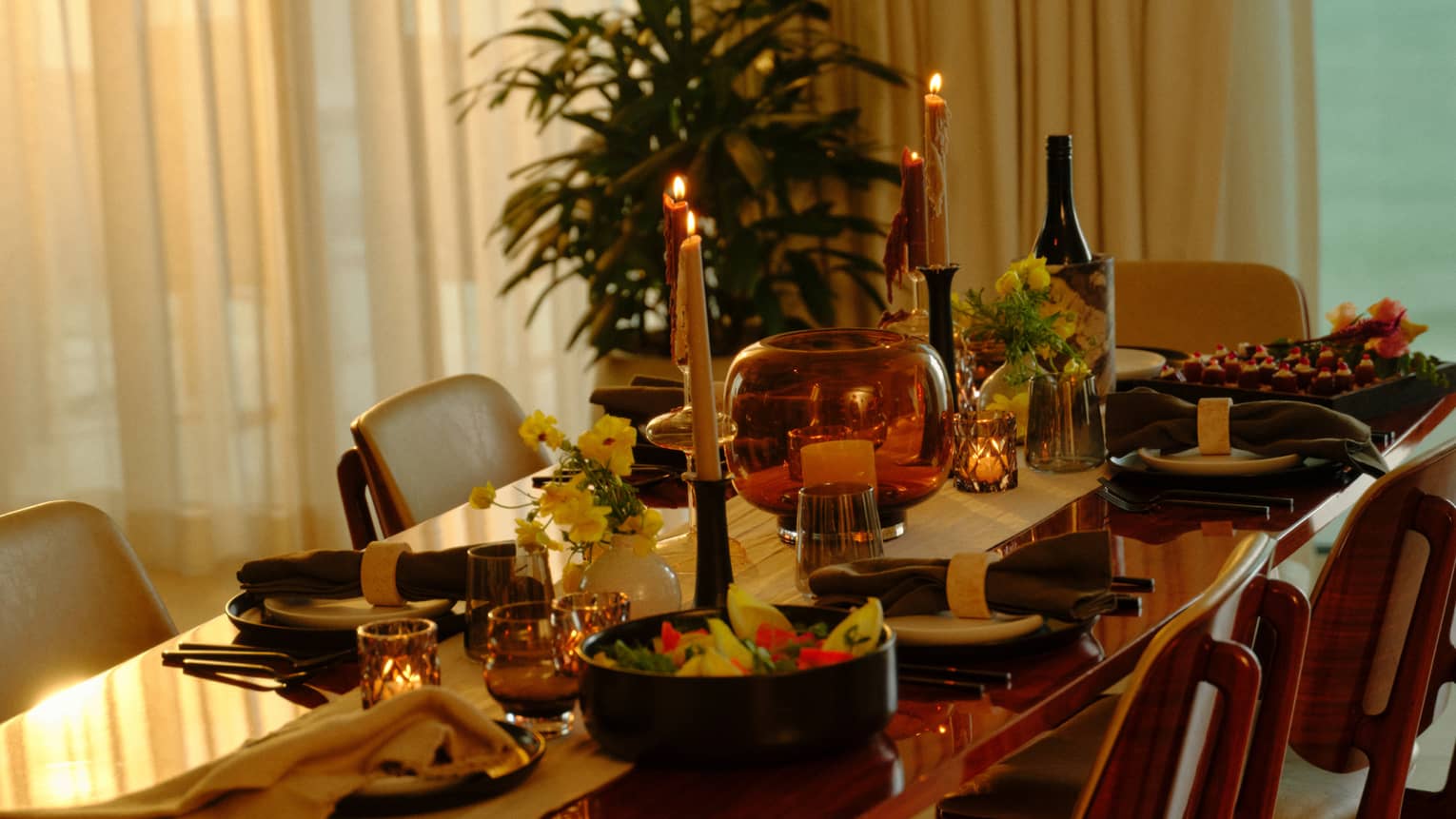 Dinner table set for Thanksgiving