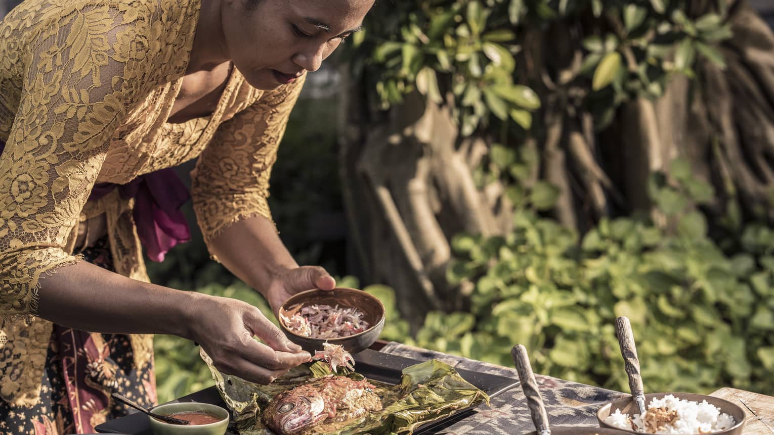 Pepes Ikan is delicately prepared at the Jala restaurant in Bali