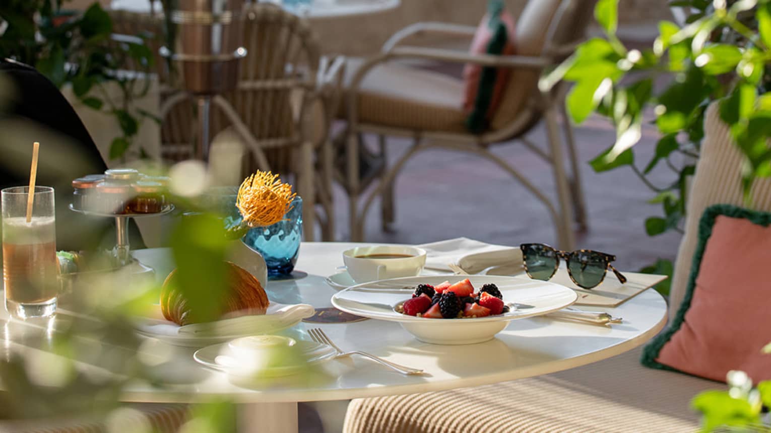 Dining tables at a restaurant's outdoor terrace