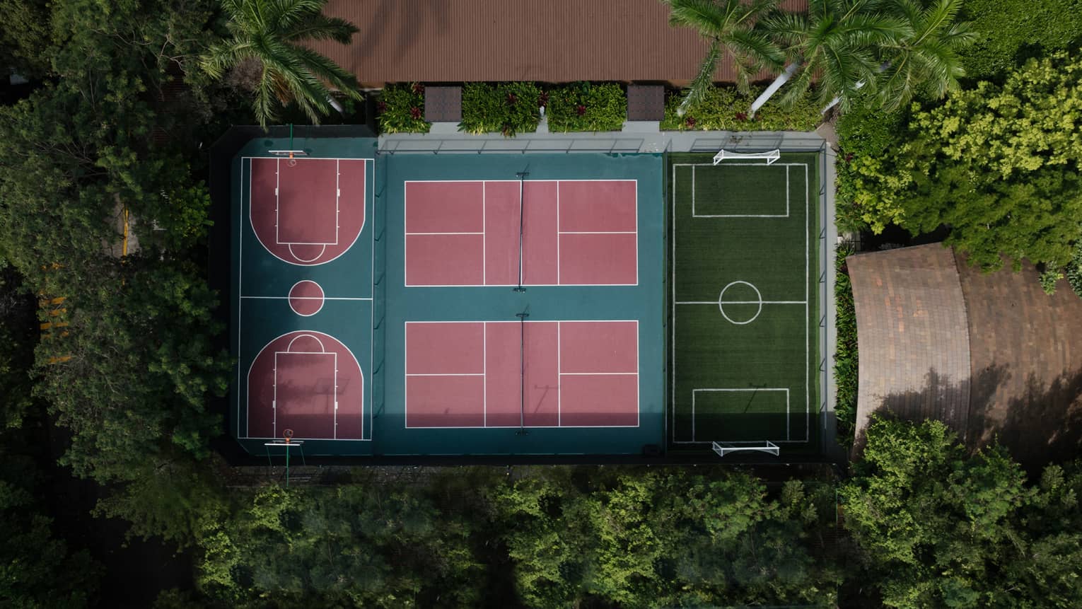Aerial view of tennis courts