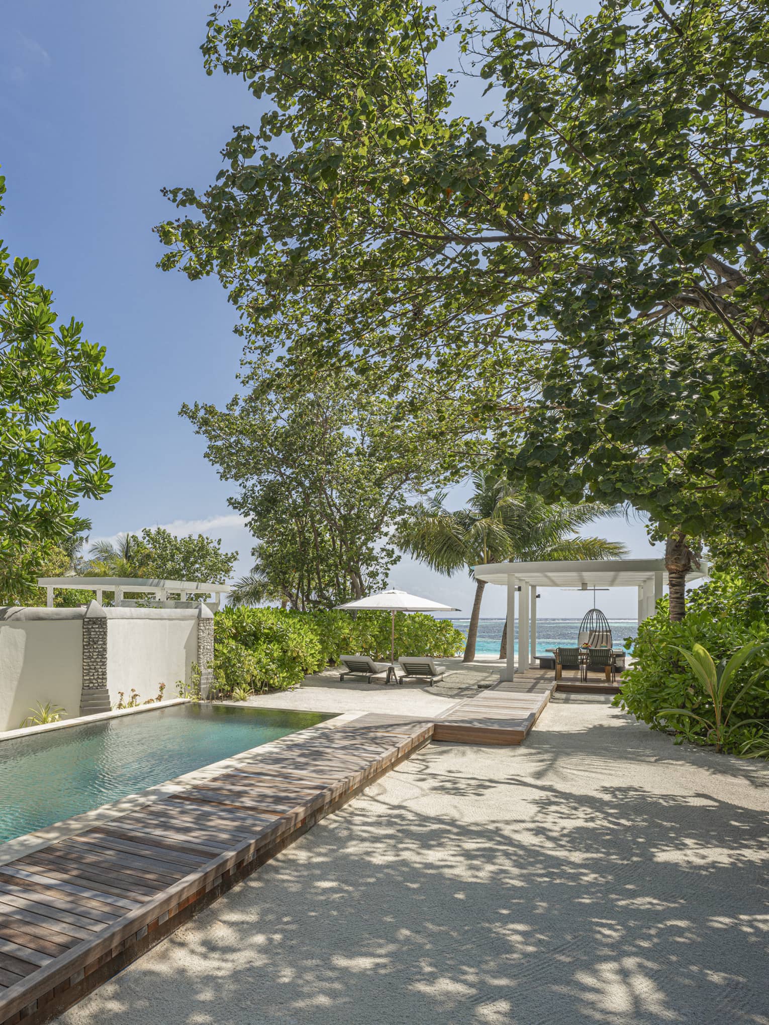 Rectangular pool of a private villa at luxury tropical resort
