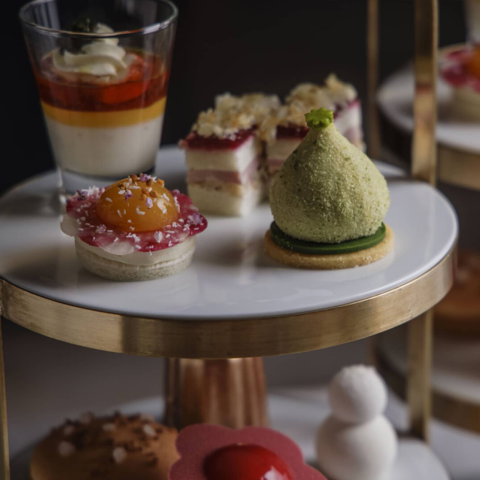 Festive afternoon tea treats on a tiered tray