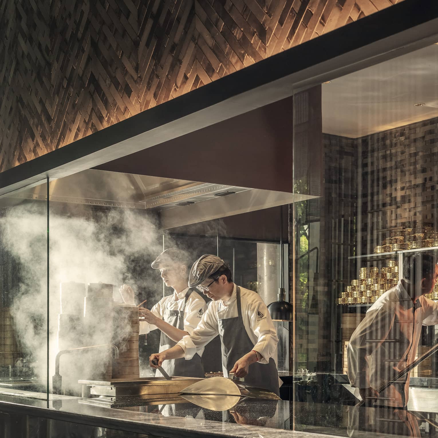 Chefs in Yu Ting Yuan's open kitchen