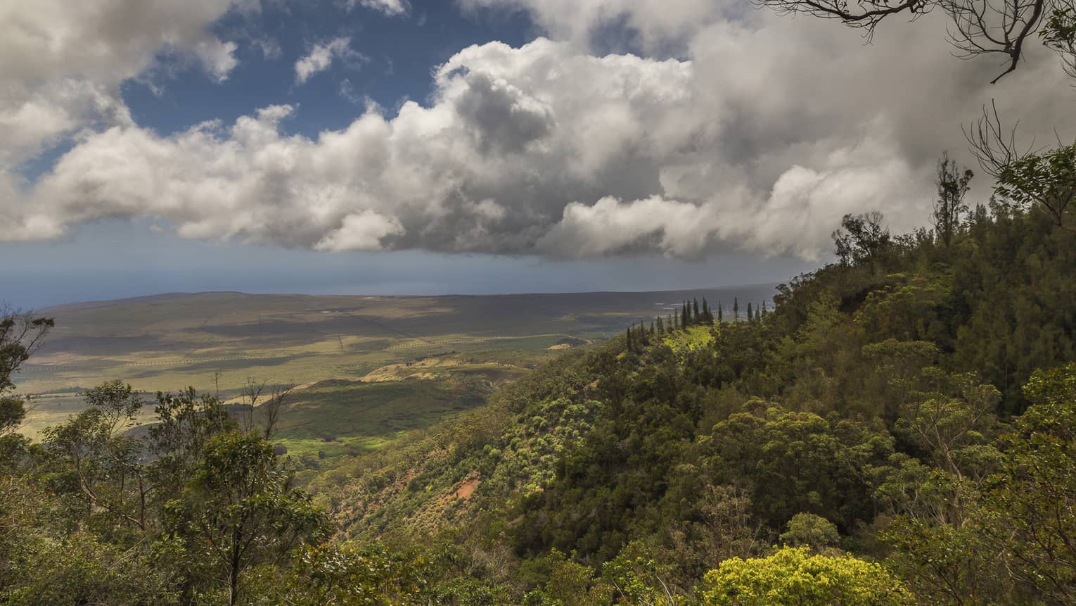 View over green mountains near Four Seasons Resort Hawaii, Lanai at Koele