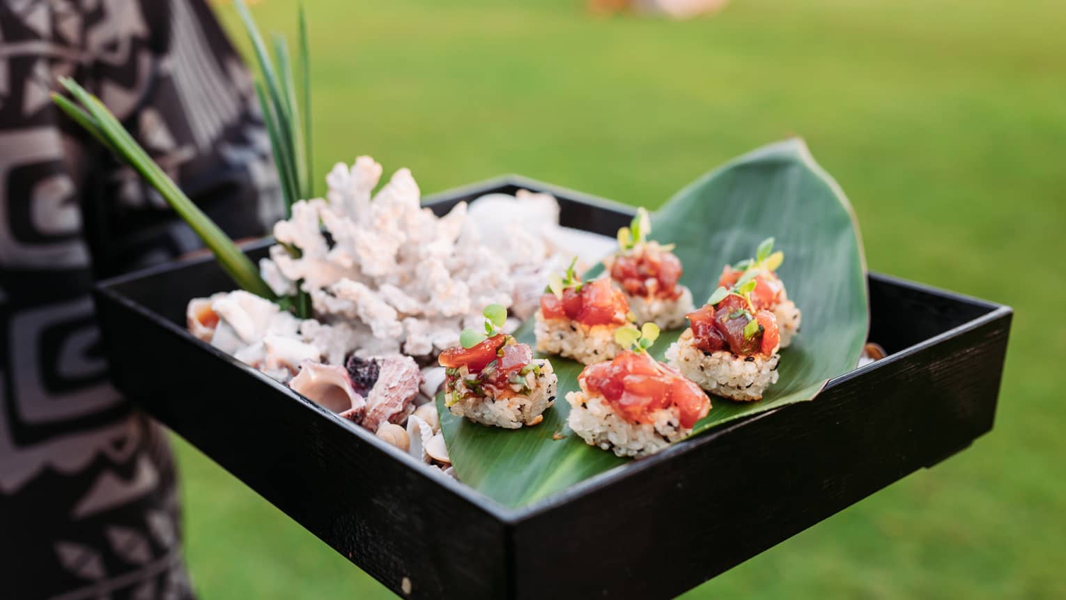 Catered tray of fresh fish canapes