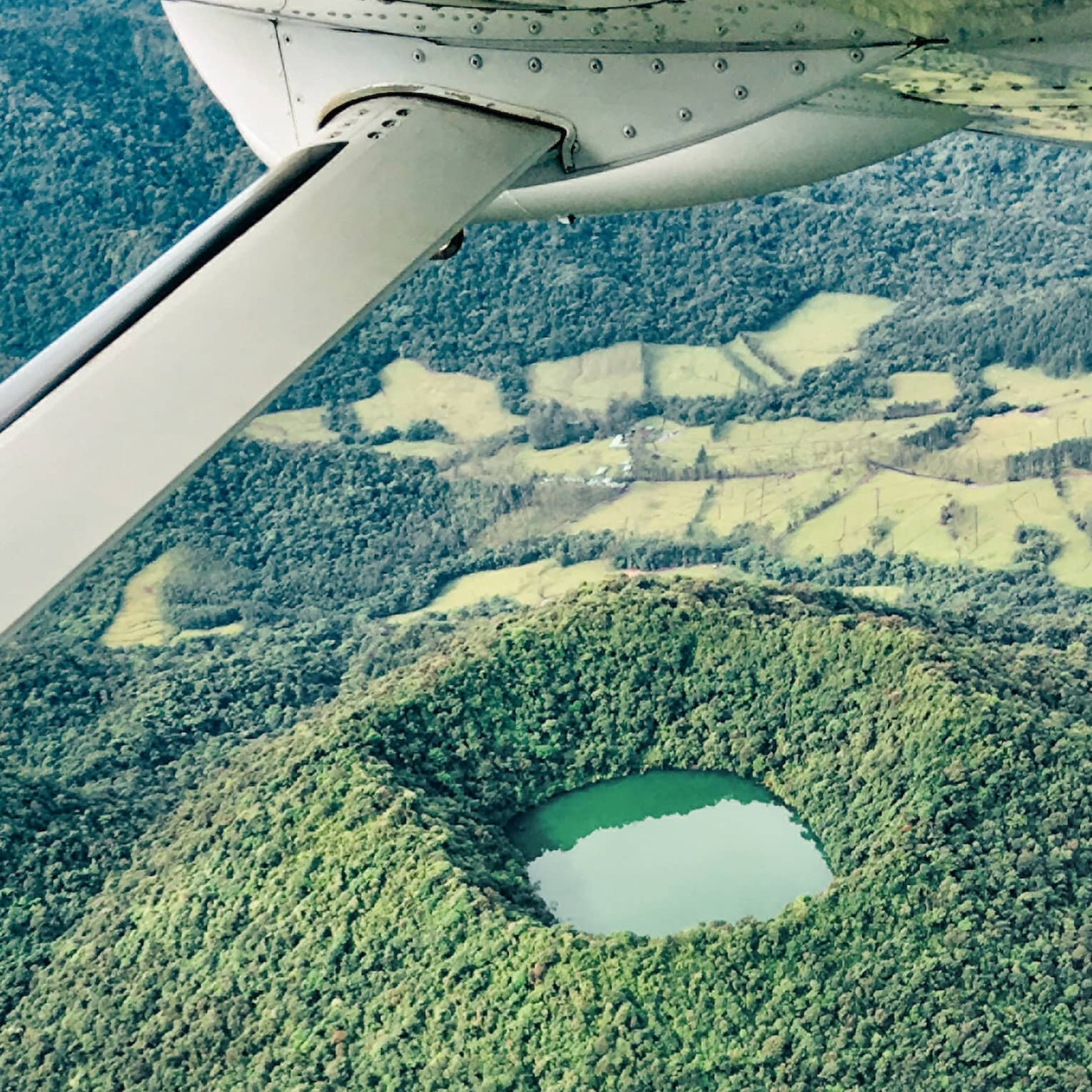 Aerial view of Costa Rican volcanic mountains