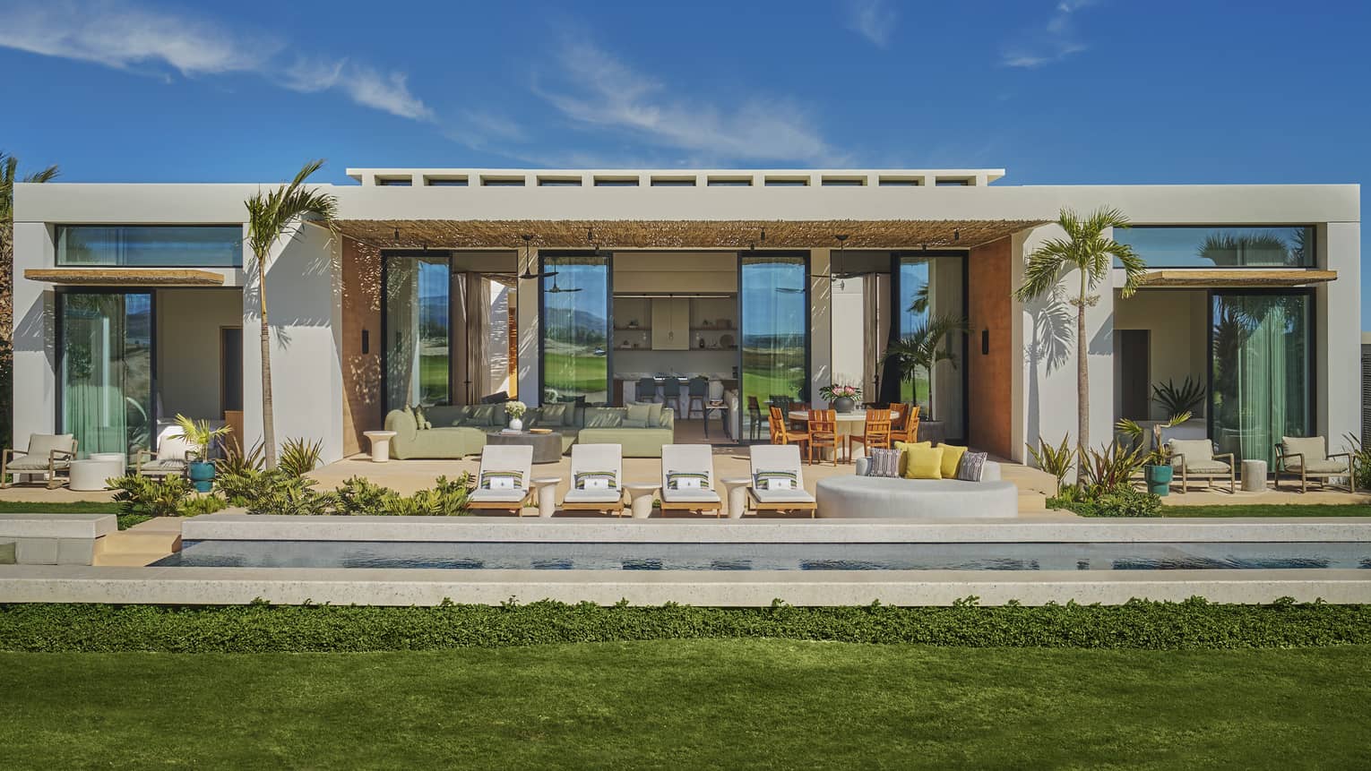 Exterior of modern luxury villa with private pool at Four Seasons Resort and Residences Los Cabos