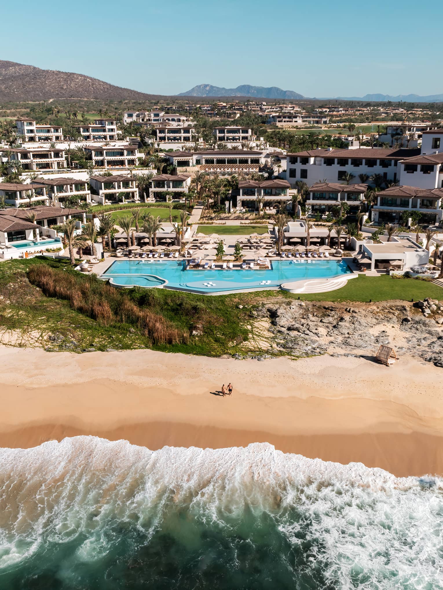 Aerial view of beachfront resort