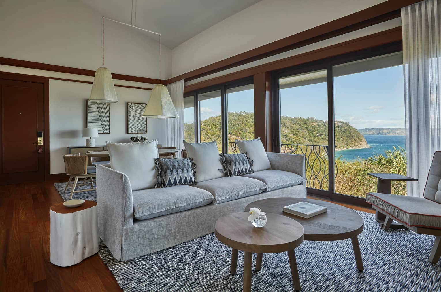 Canopy Suite Sofa and Tables with Glass Window Views