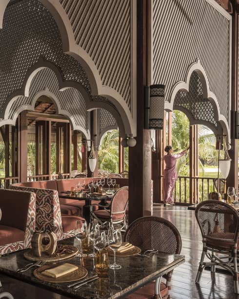 Ikan Ikan dining room overlooking the trees outside