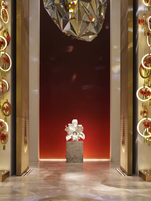 Art sculpture in hotel lobby