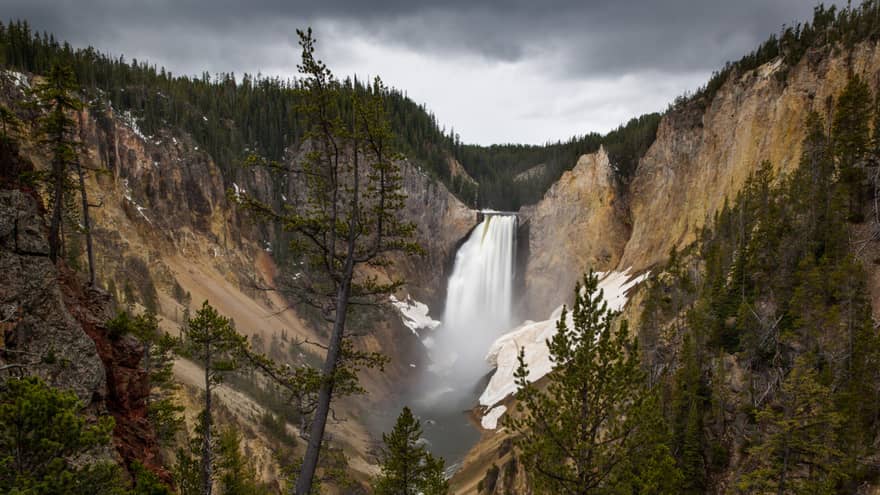 A gigantic, mountain-side waterfall