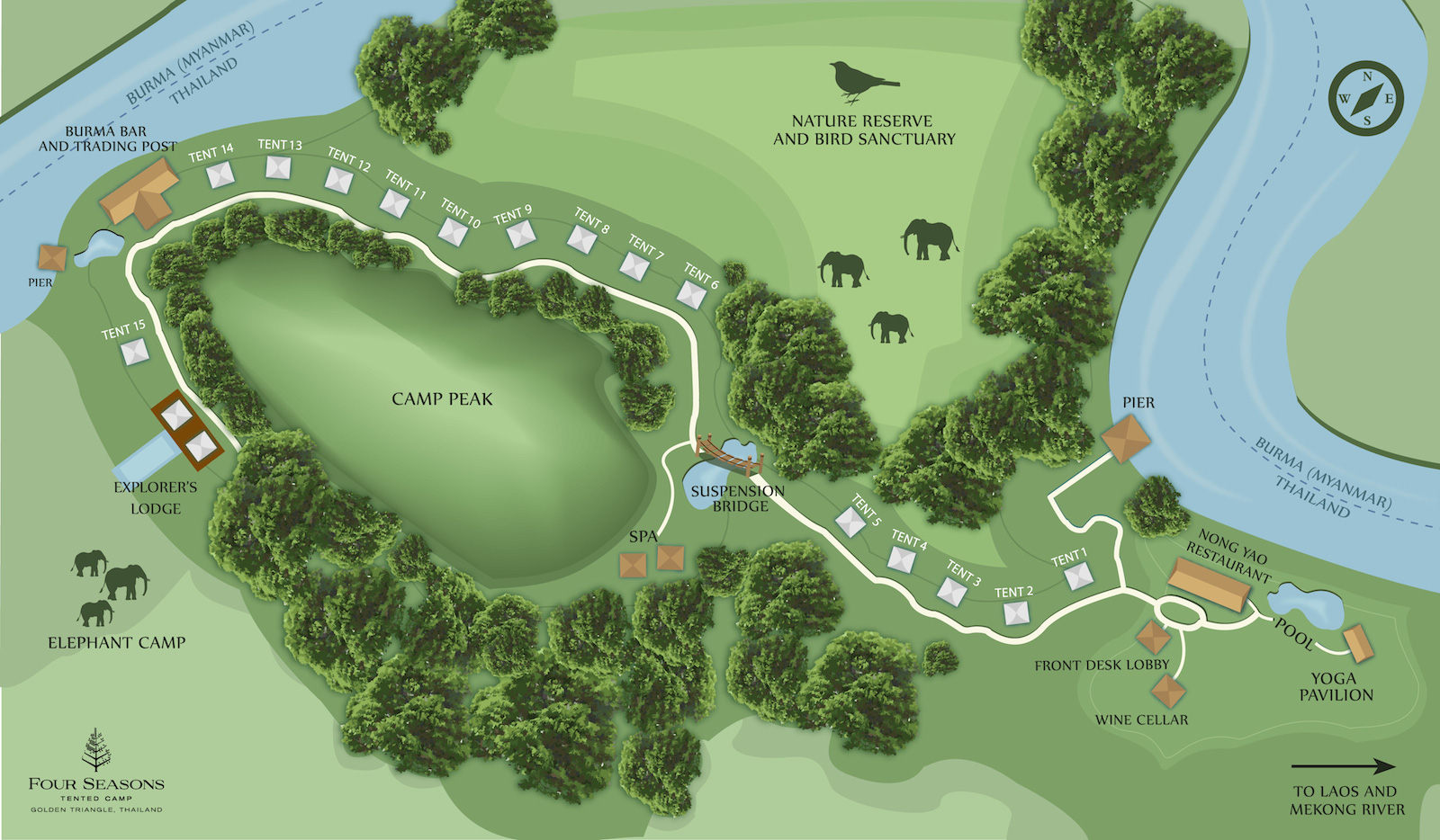 Resort Map | Four Seasons Tented Camp Golden Triangle, Thailand