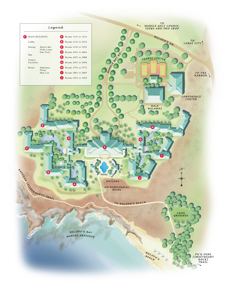 Lanai Resort Map | Four Seasons Resort Lanai at Manele Bay