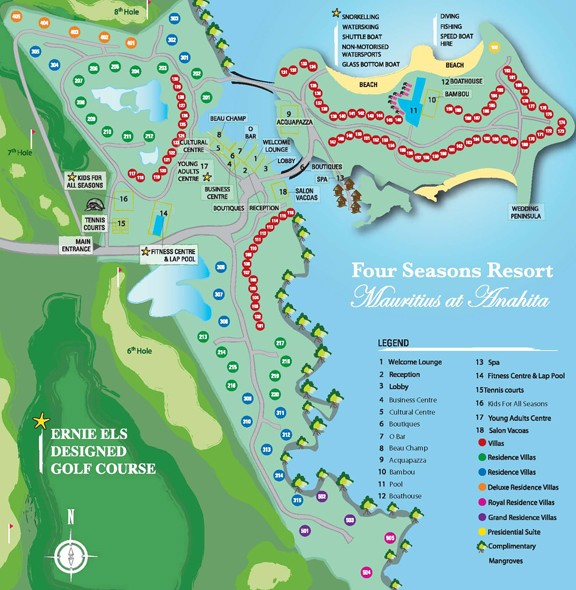 Mauritius Resort Map | Four Seasons Resort Mauritius at Anahita